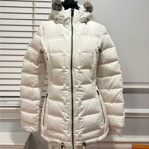 Zara White Winter Coat with Feather Filling